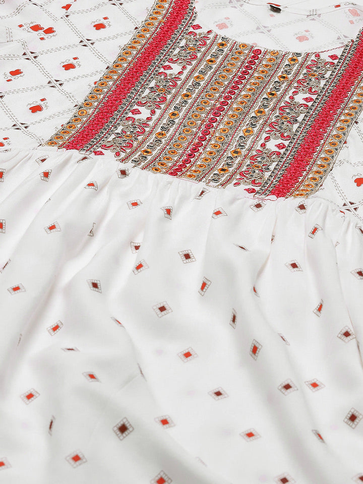 Neck Embroidered Cotton Blend Kurta &amp; Pants