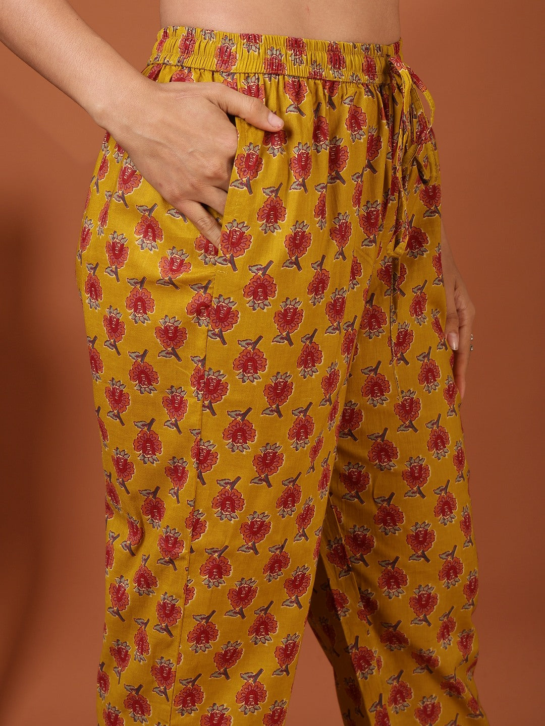 Printed Cotton Blend Kurta With Pant &amp; Dupatta