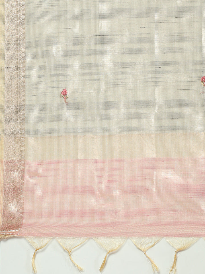 Neck Embroidered Chanderi Unstitched Suit Piece With Dupatta