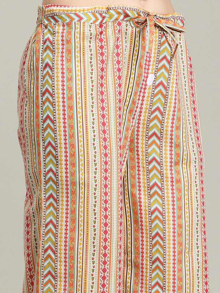 Printed Cotton Blend Kurta With Palazzo