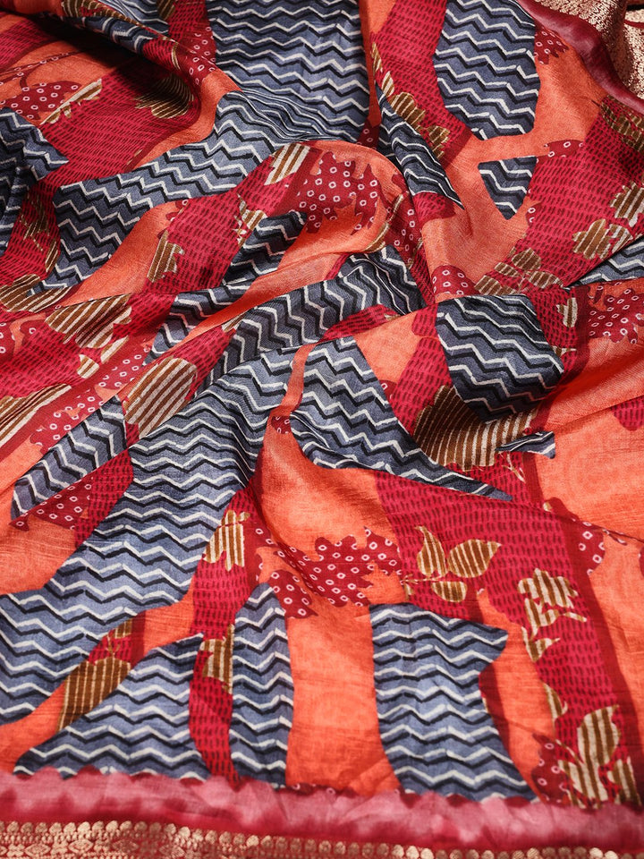 Digital Printed Art Silk Saree