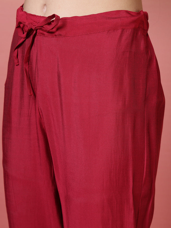 Printed Chanderi Kurta With Pants &amp; Dupatta