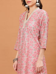 Floral Printed Cotton Kurta With Pants