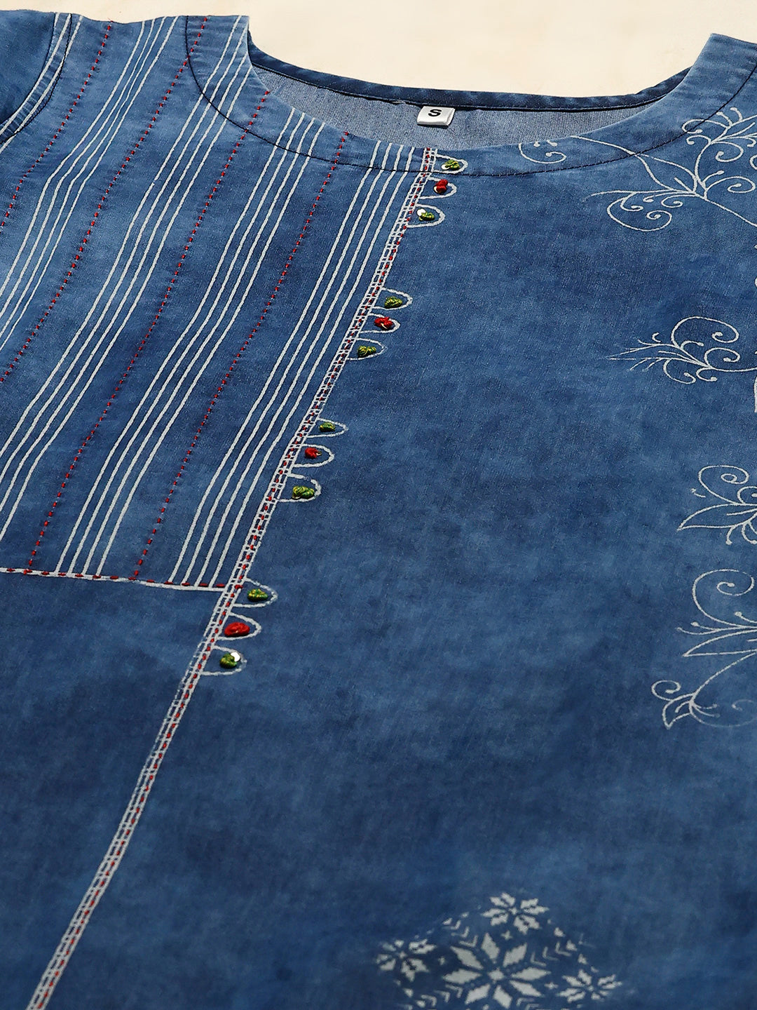 Printed Denim Kurta