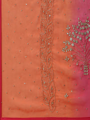 Neck Embroidered Organza Unstitched Suit Piece With Dupatta