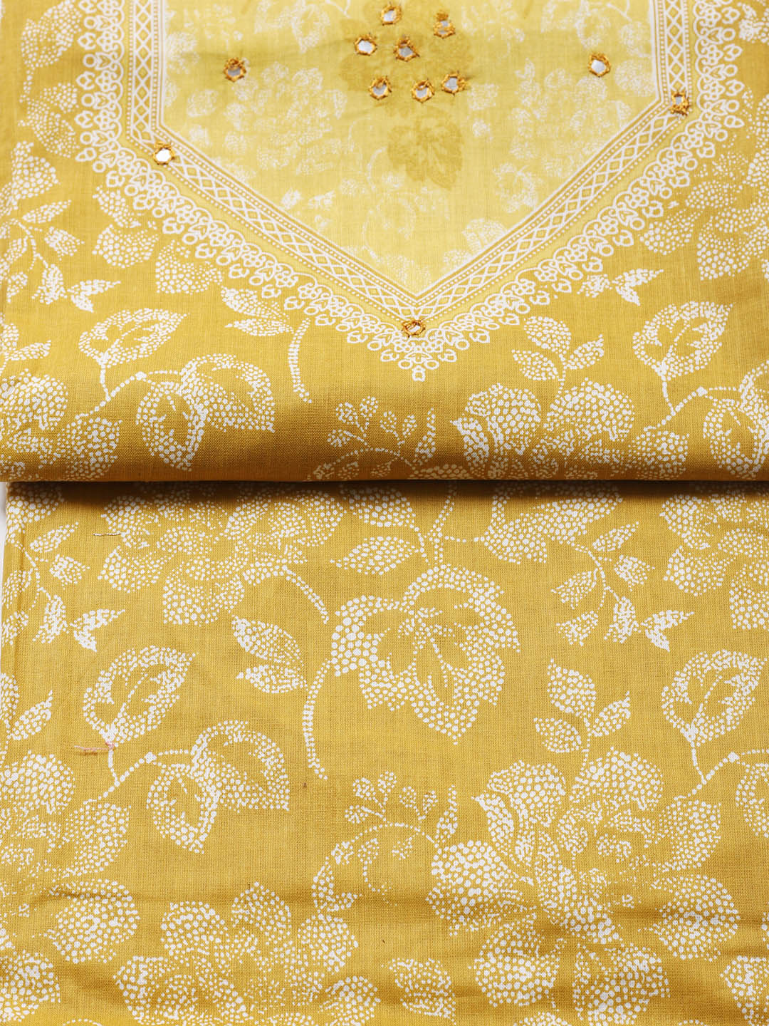 Printed Cotton Blend Unstitched Suit With Pant &amp; Dupatta