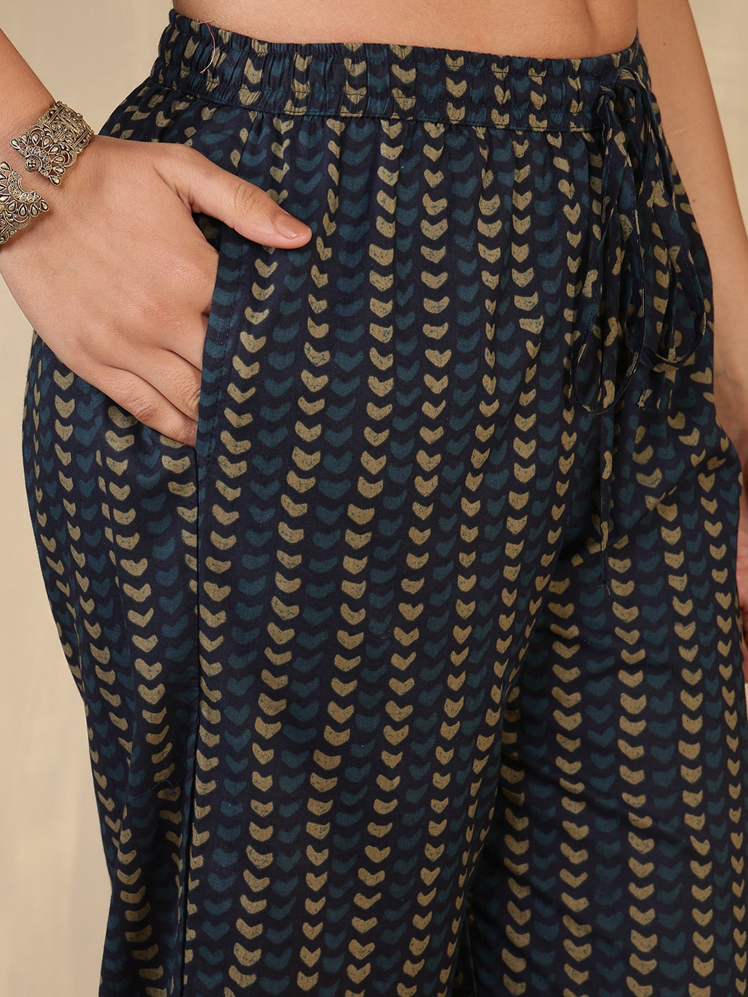 Printed Cotton Blend Suit With Pant &amp; Dupatta