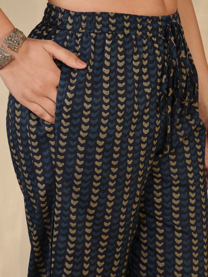 Printed Cotton Blend Suit With Pant &amp; Dupatta