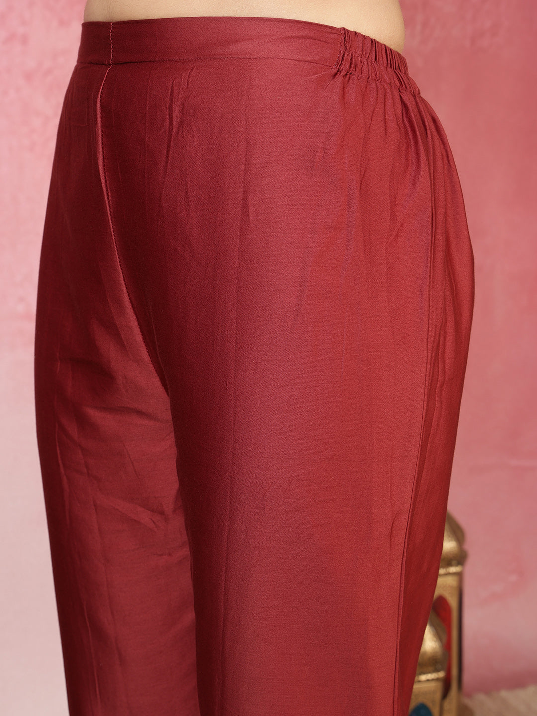 Kantha Work Cotton Blend Kurta With Pants