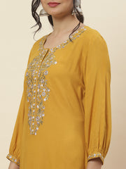 Neck Embroidered Cotton Kurta