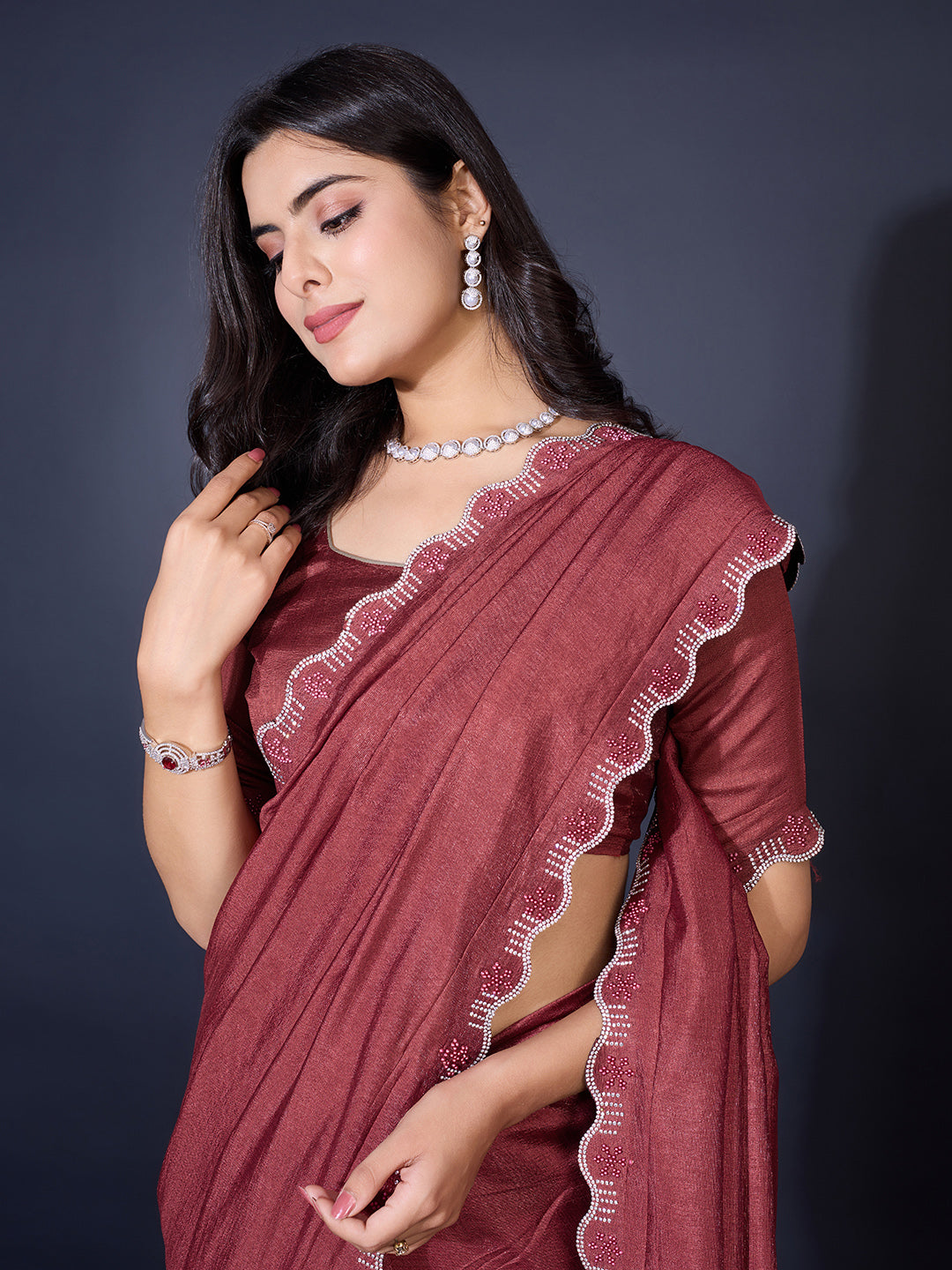 Embroidered Chiffon Saree