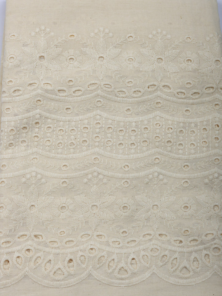 Embroidered Cotton Blend Unstitched Suit With Pant &amp; Dupatta