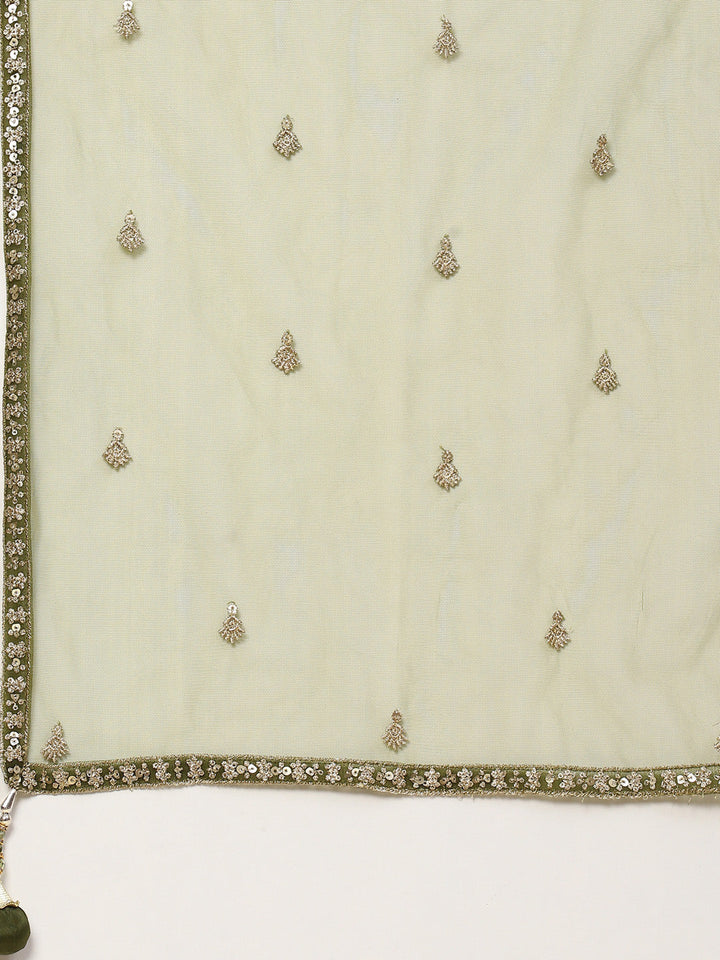Sequin Embroidered Banarasi Choli With Lehenga &amp; Net Dupatta