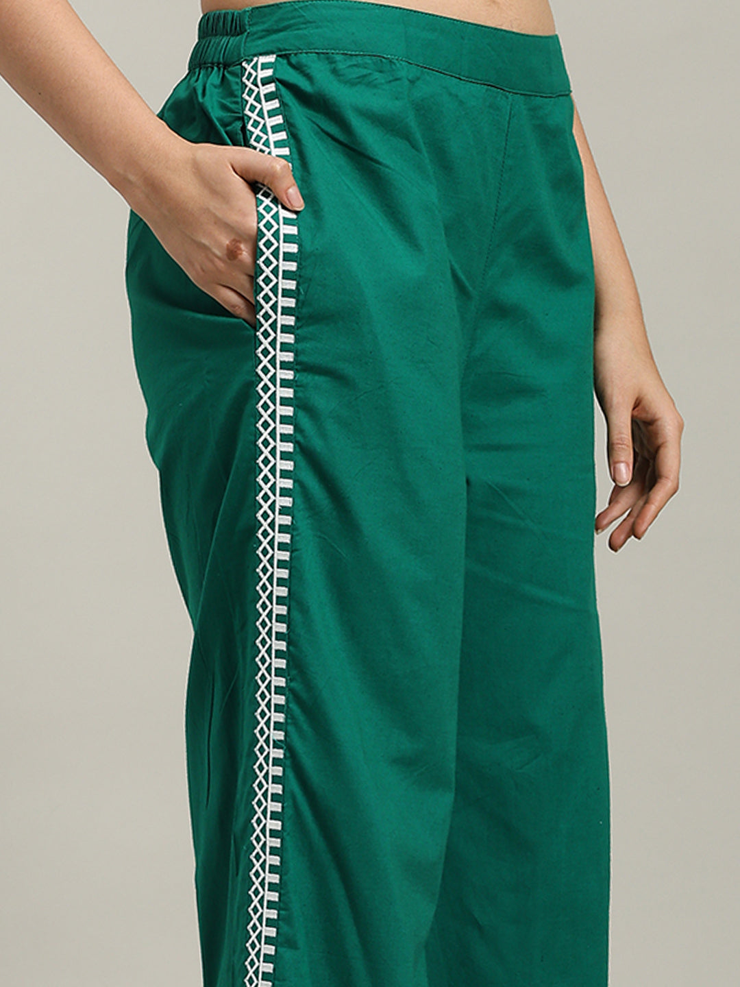 Printed Cotton Blend Kurta With Palazzo
