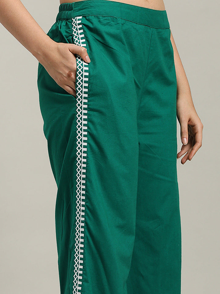 Printed Cotton Blend Kurta With Palazzo