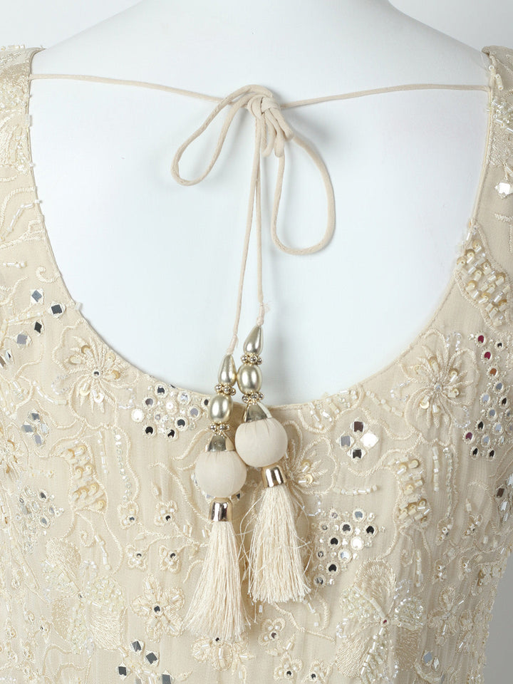 CutDana Embroidered Georgette Stitched Kurta With Sharara &amp; Dupatta