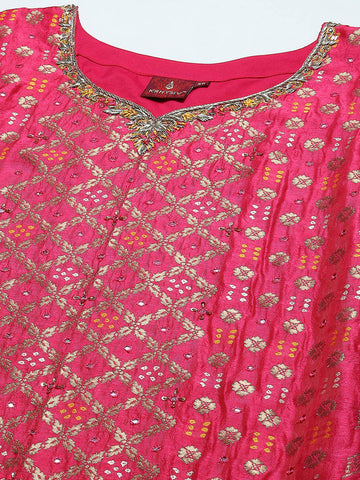 Woven Banarasi Kurta With Pants & Dupatta