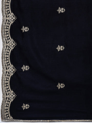 Embroidered Velvet Unstitched Suit Piece With Dupatta