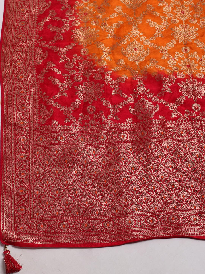 Embroidered Art Silk Kurta With Pant &amp; Dupatta