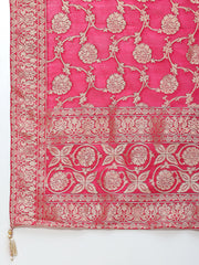 Floral Woven Chanderi Unstitched Suit Piece With Dupatta