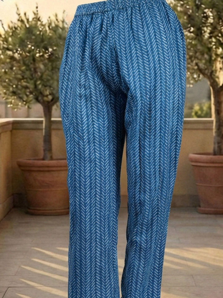 Printed Cotton Kurta With Pant &amp; Dupatta
