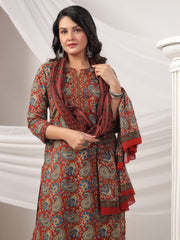 Printed Cotton Blend Kurta With Pants & Dupatta