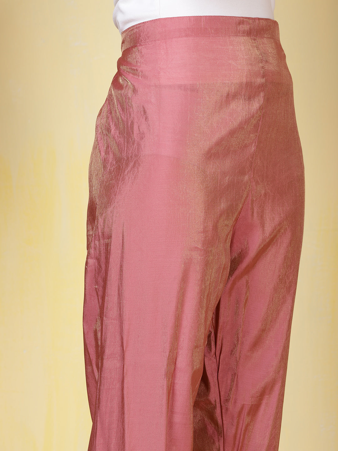 Neck Zari Embroidered Chanderi Kurta With Pants & Dupatta