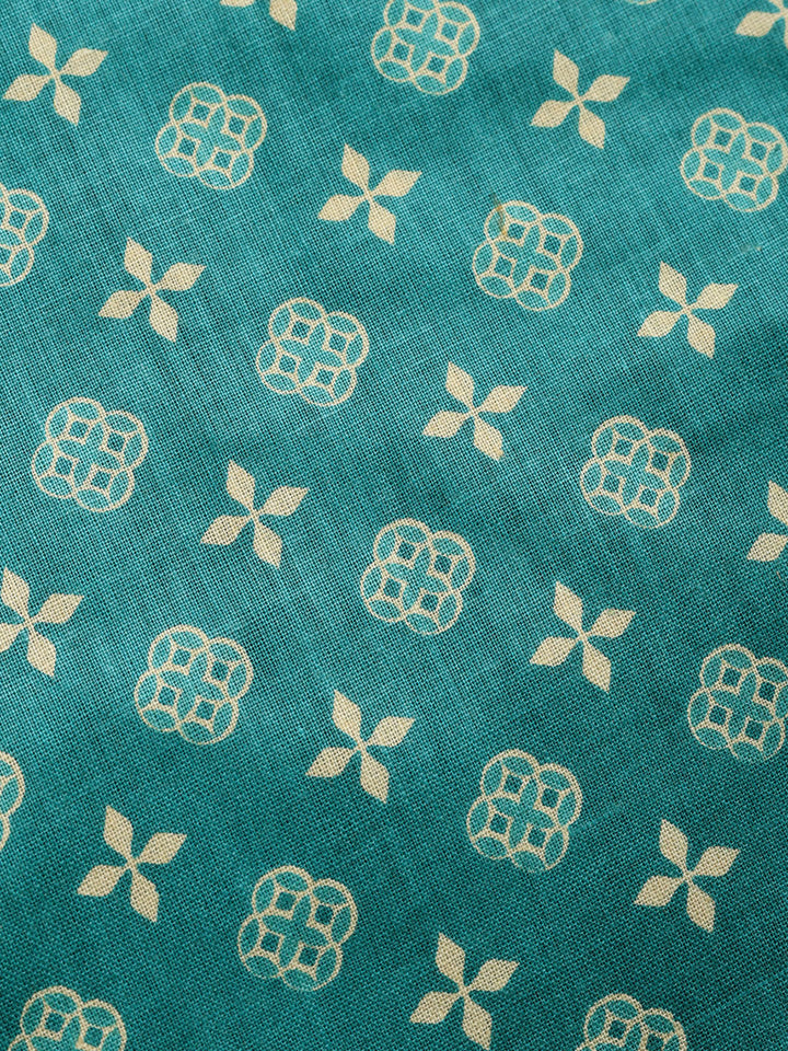 Printed Cotton Blend Unstitched Suit With Pant &amp; Dupatta