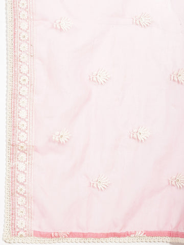 Neck Embroidered Chanderi Unstitched Suit Piece With Dupatta