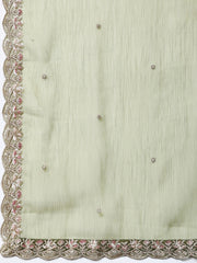 Sequins Work Chinon Unstitched Suit Piece With Dupatta