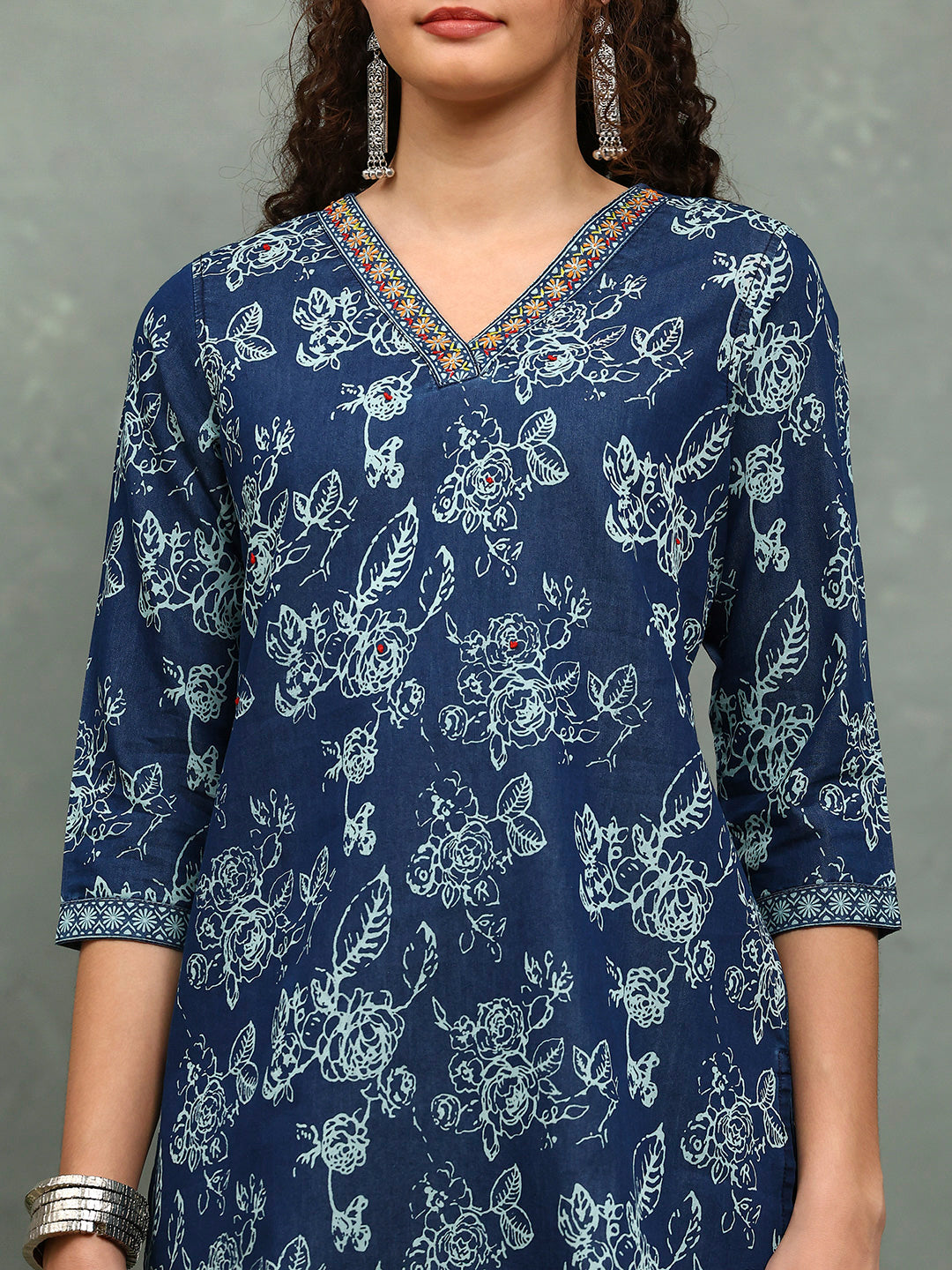Printed Denim Kurti