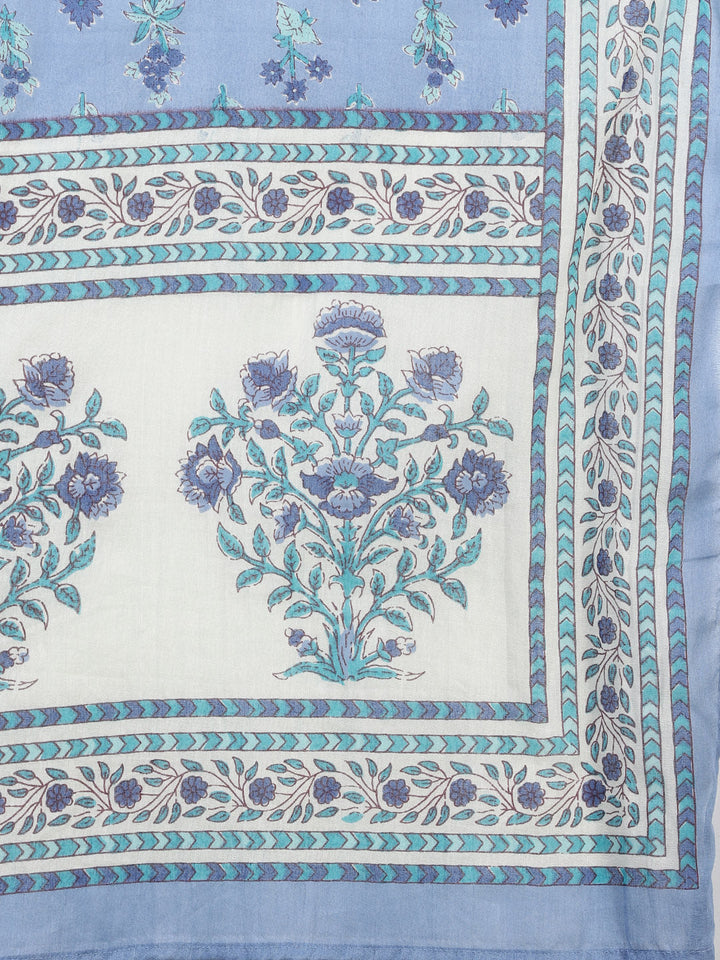 Printed Cotton Blend Kurta With Pants &amp; Dupatta