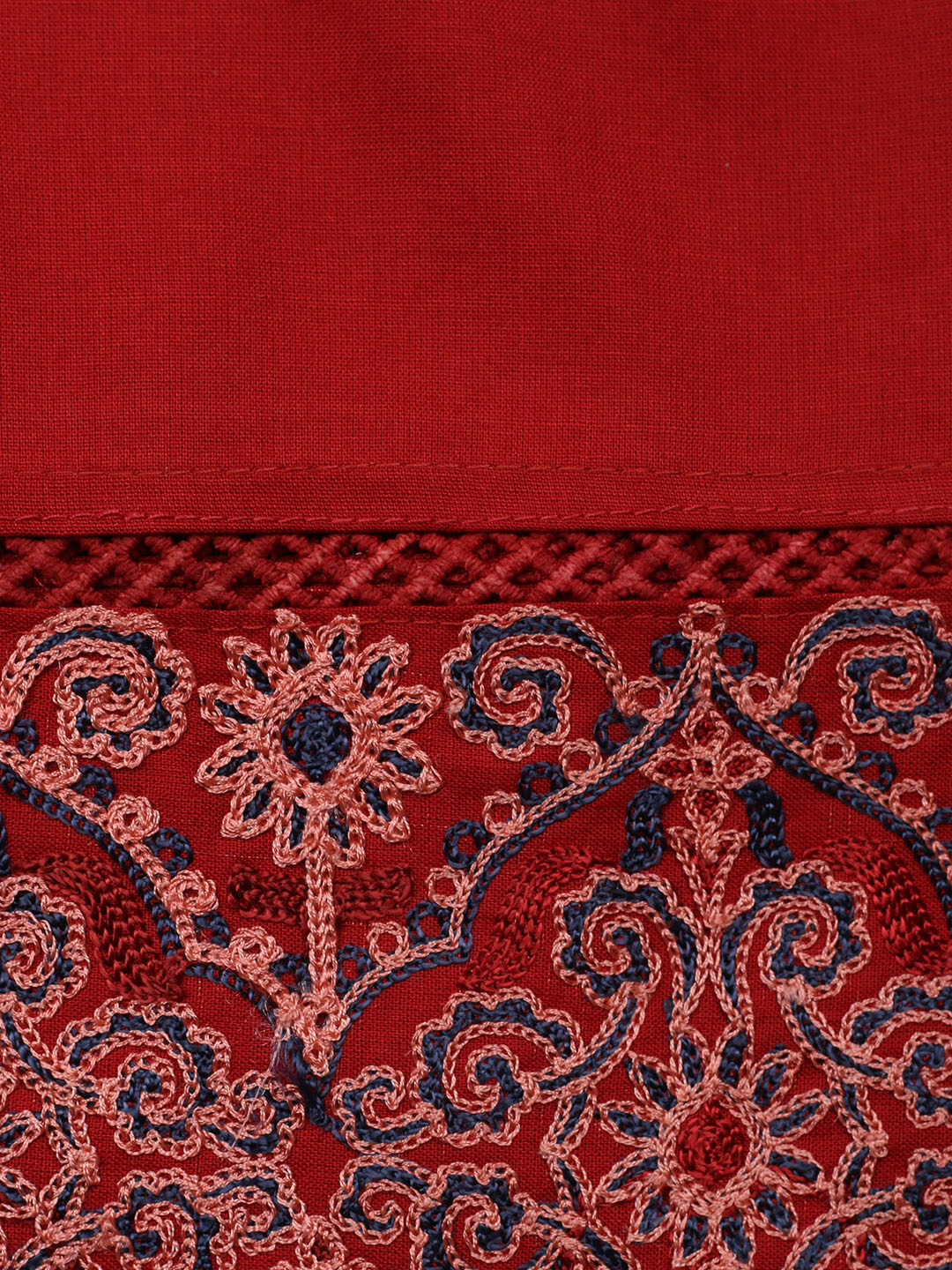 Embroidered Cotton Blend Unstitched Suit With Pant &amp; Dupatta