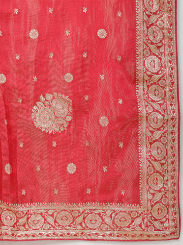 Woven Tissue Unstitched Suit Piece With Dupatta