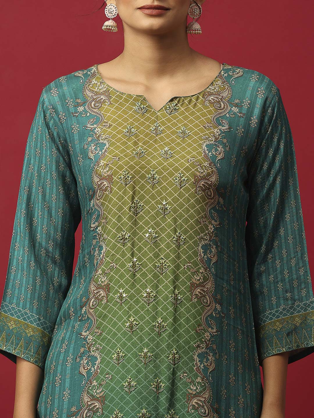Embroidered Muslin Kurta With Pant &amp; Dupatta