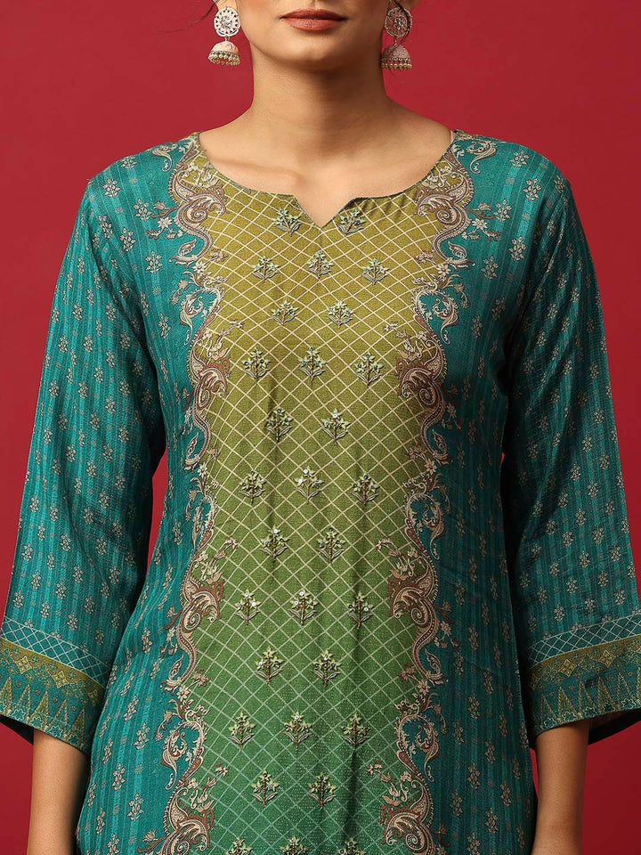 Embroidered Muslin Kurta With Pant &amp; Dupatta