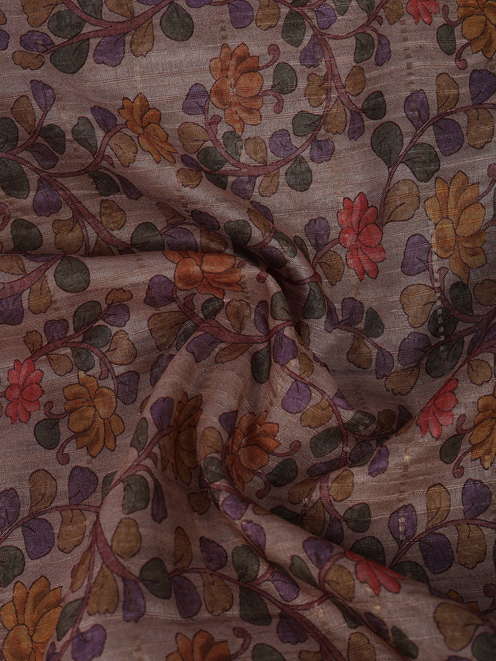 Floral Print Tussar Silk Saree