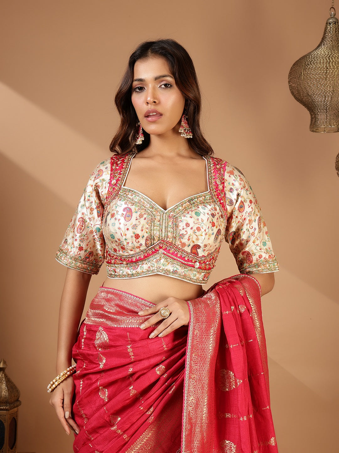Embroidered Dola Silk Saree