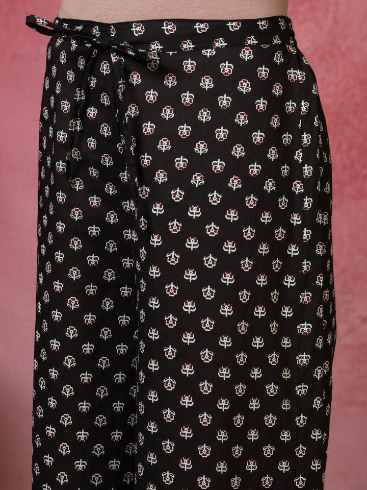 Printed Cotton Blend Kurta With Plazzo &amp; Dupatta