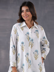 Floral Printed Cotton Blend  Kurta With Pants