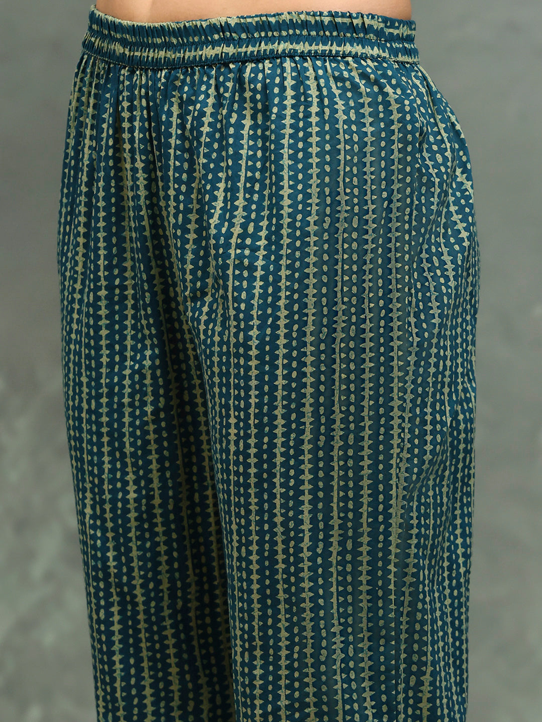 Printed Cotton Blend Kurta With Pants & Dupatta