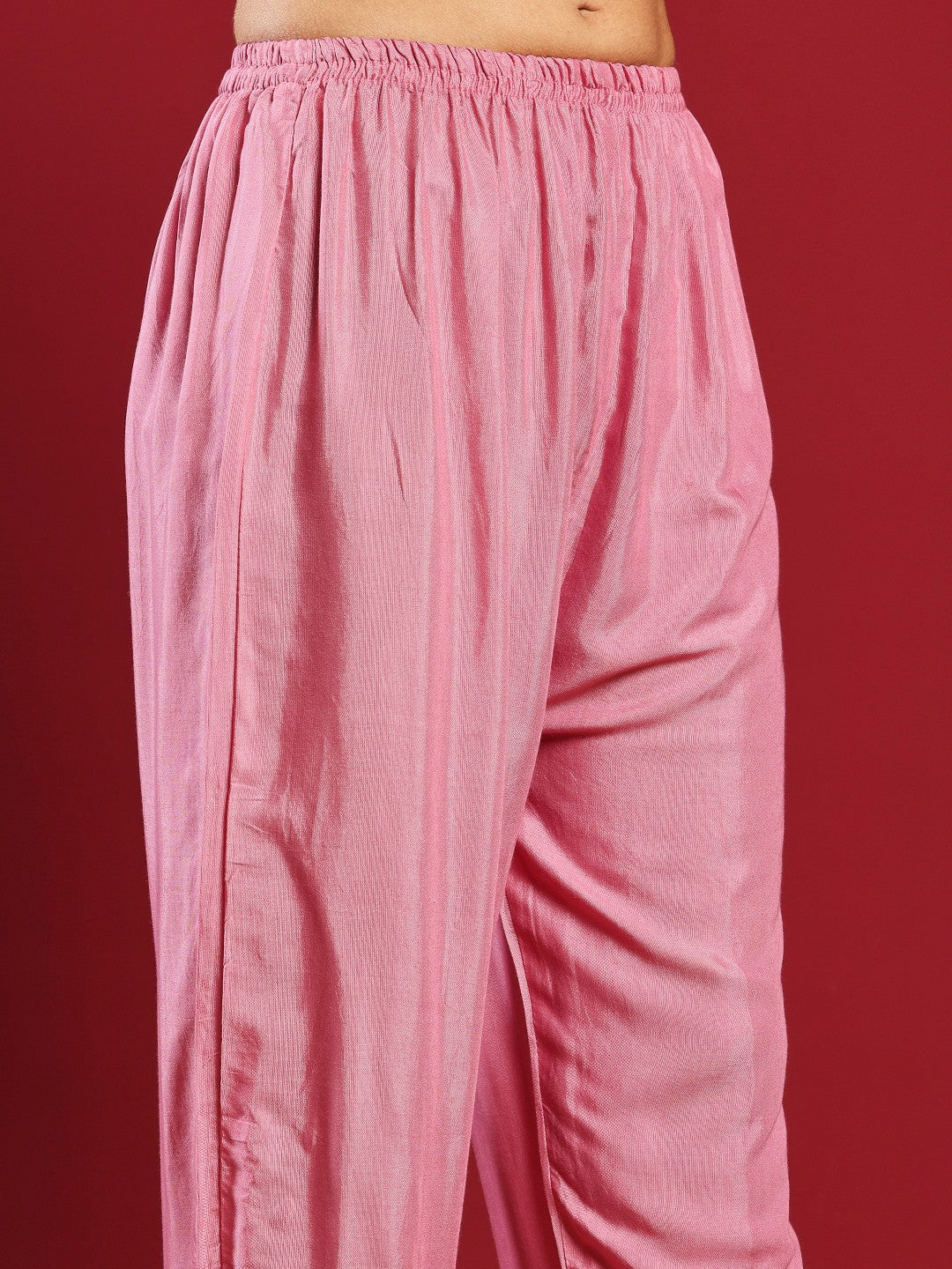 Embroidered Cotton Kurta With Pant &amp; Dupatta