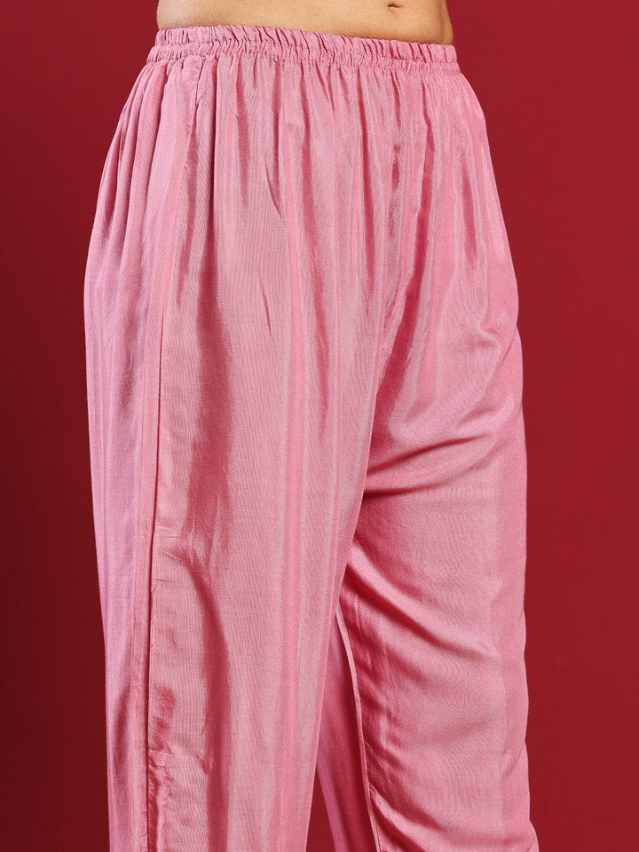Embroidered Cotton Kurta With Pant &amp; Dupatta