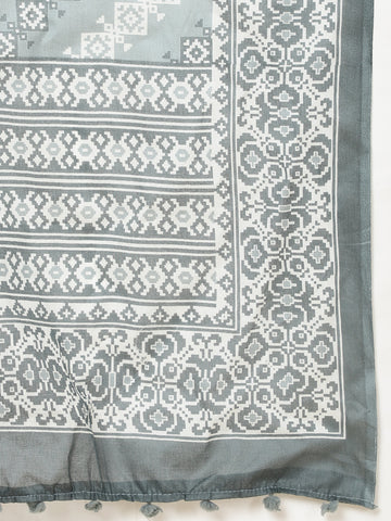 Neck Patti Embroidered Cotton Unstitched Suit Piece With Dupatta