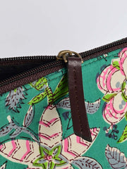 Floral Printed Cotton Handbag With Clutch