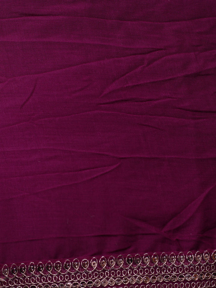 Embroidered Art Silk Unstitched Suit With Dupatta