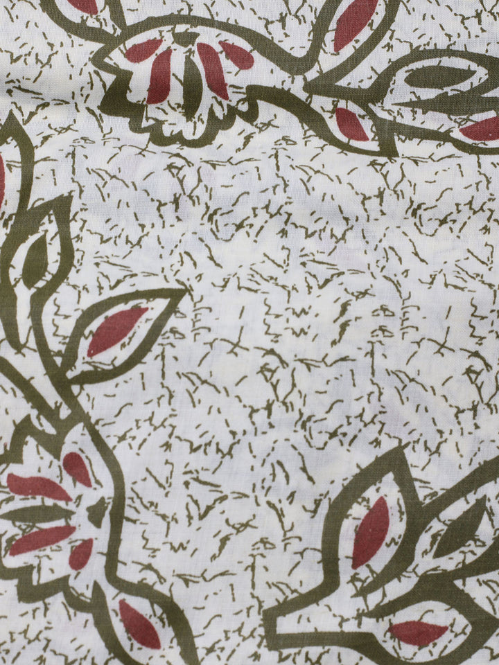 Printed Cotton Blend Unstitched Suit With Dupatta