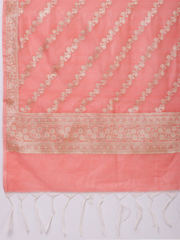 Ethnic Motifs Woven Chanderi Unstitched Suit With Dupatta