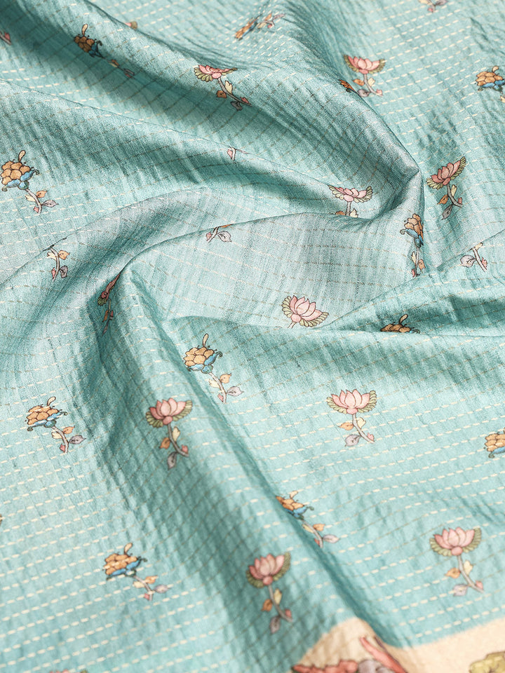 Floral Printed Tussar Saree