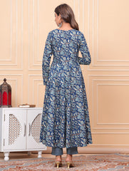 Printed Cotton Blend Kurta With Pants & Dupatta